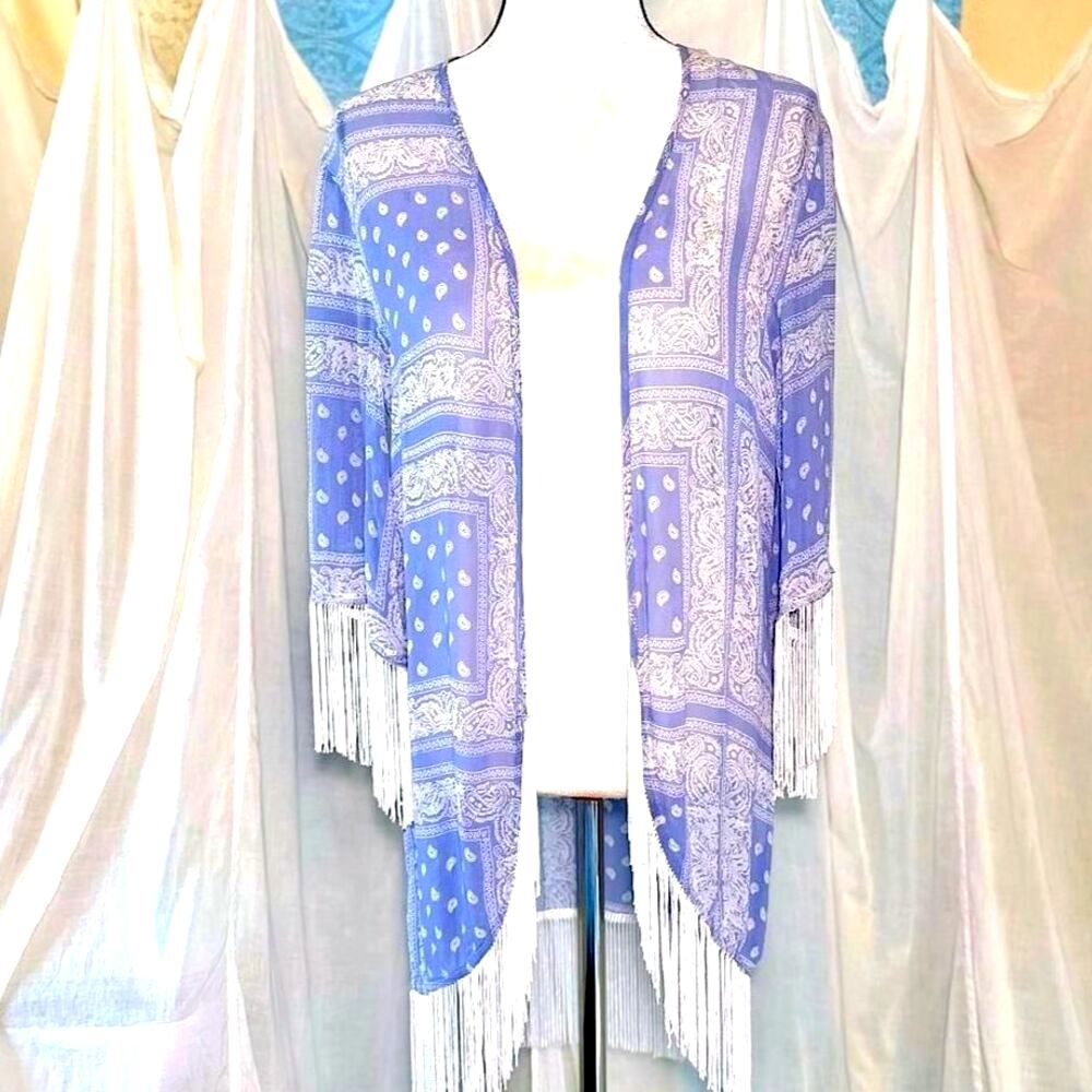 NWT Chan Luu Fringed Bandana Print Kimono Sz S